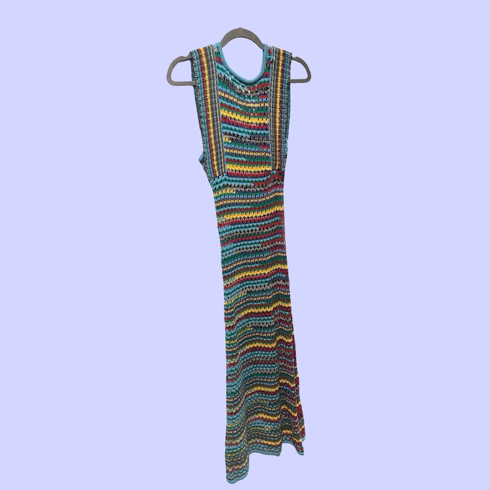 Zara Multicolor Crochet Maxi Dress - S